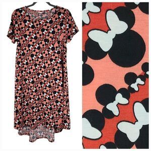 NWT LuLaRoe Disney Carly Dress Minnie Mouse Knit Midi Pocket High Low Casual 6/8